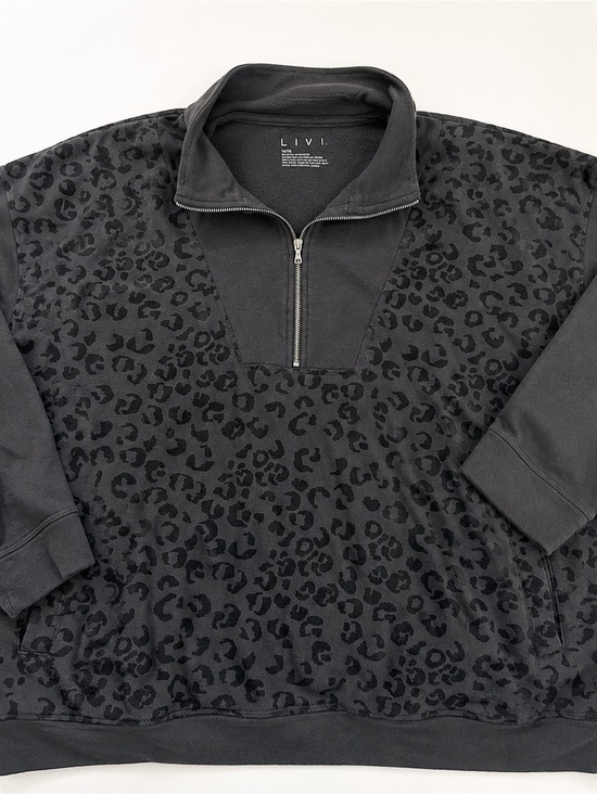 Livi Active Tops - LIVI Gray Leopard Print Quarter Zip Pullover Size 14/16